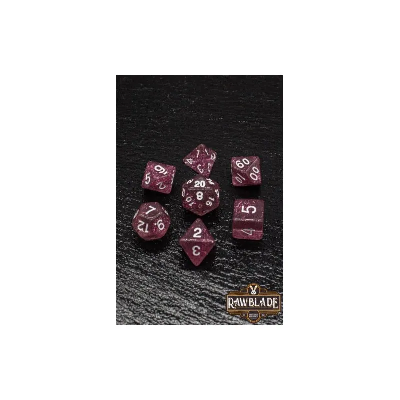Set De Dados 7 Unidades Rawblade Glitter Morado