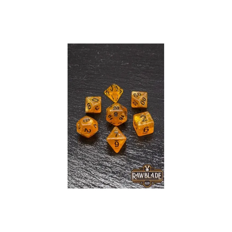 [RW-gl12] Set De Dados 7 Unidades Rawblade Glitter Naranja