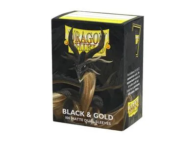 Dragon Shield Sleeves  Standard size  Matte Dual  Black and Gold (100 Sleeves)