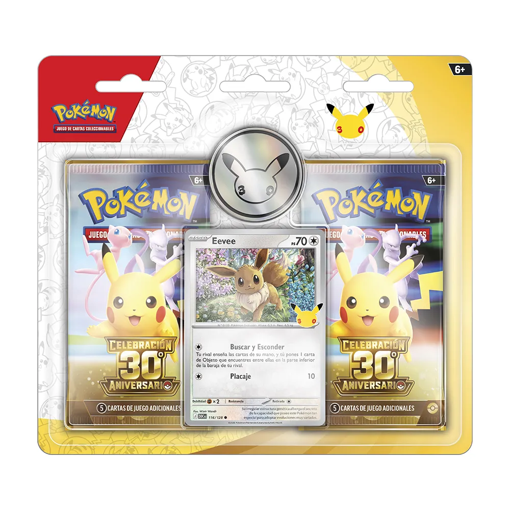 (Preventa) Pokémon TCG 30th 2 PACK BLISTER Moneda Eevee (ESP)
