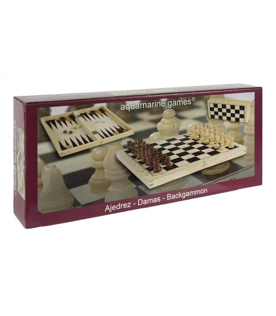 JUEGO ESTUCHE AJEDREZ DAMAS BACKGAMMON