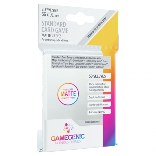 [GGS10063M L] MATTE STANDARD CARD GAME SLEEVES 66X91MM (50)